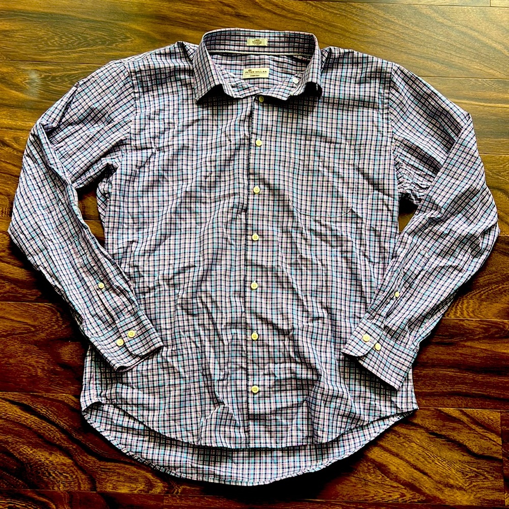 Peter Millar Long Sleeve Button-Down Button Colla… - image 1